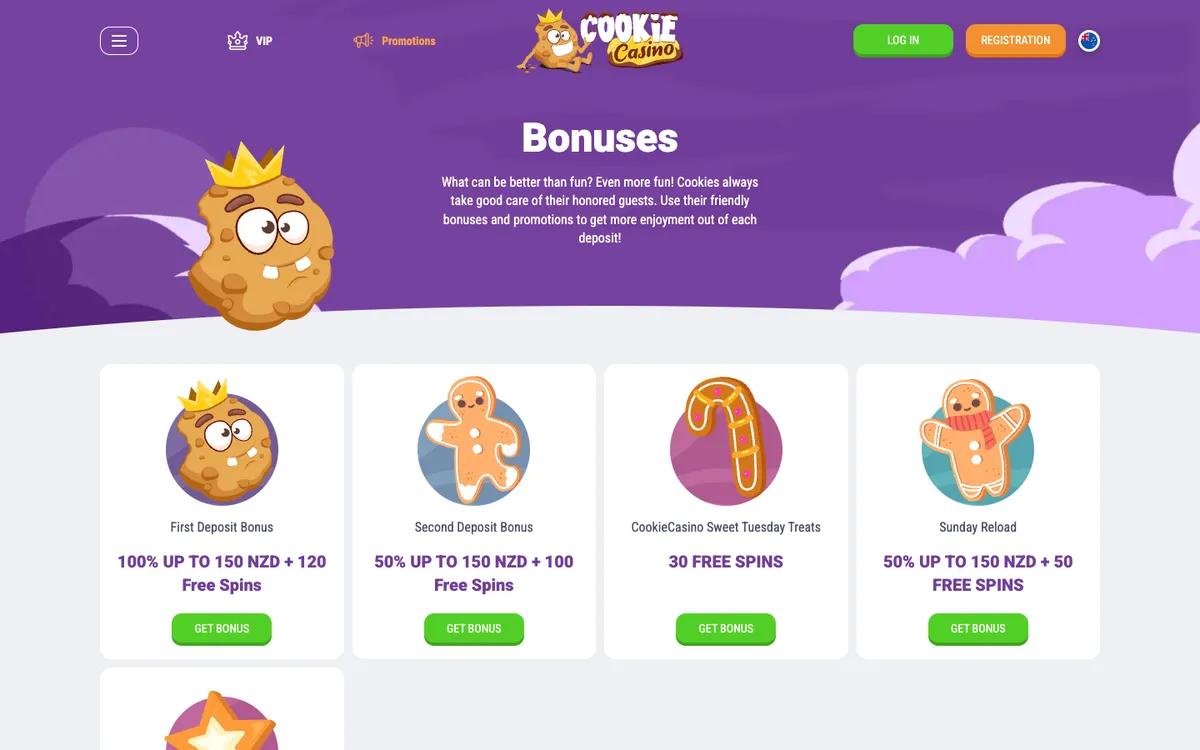 CookieCasino — Promotions, captured from New Zealand