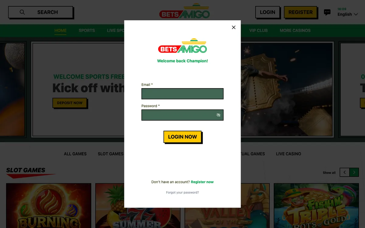 Betsamigo Casino — «Регистрация», снято из страны Португалия