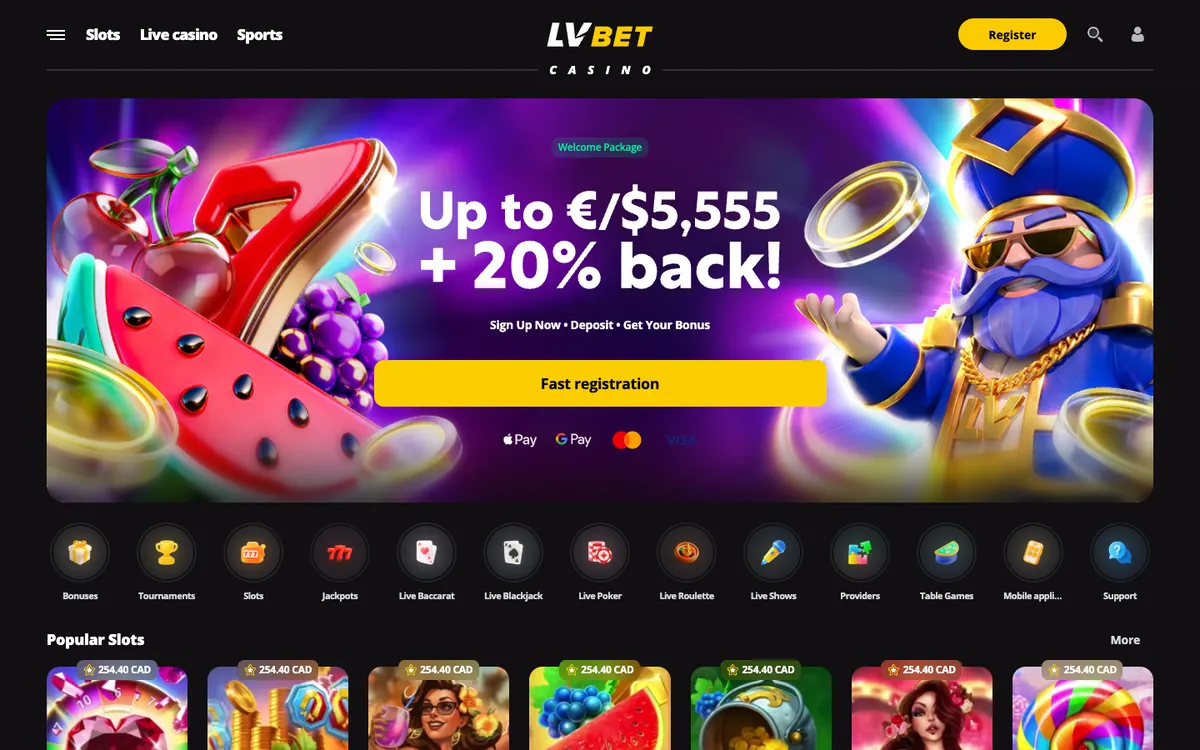 LV BET Casino — Home page, captured from Canada