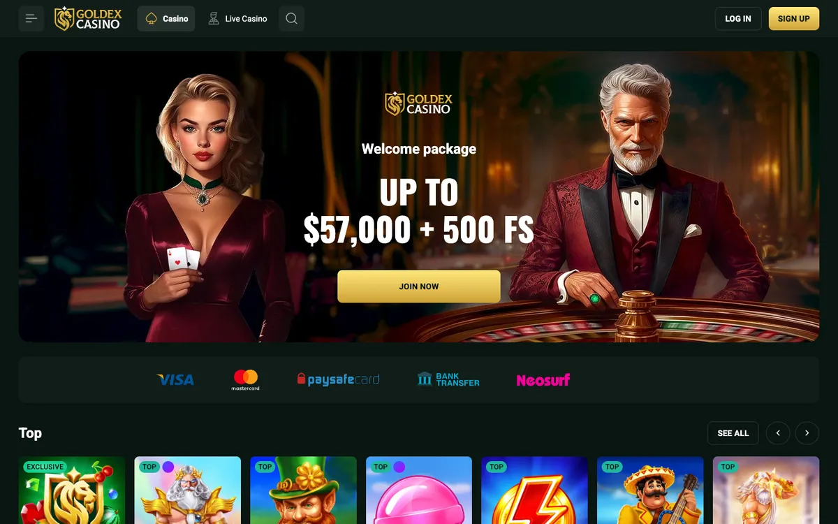 Goldex Casino — Home page, captured from New Zealand