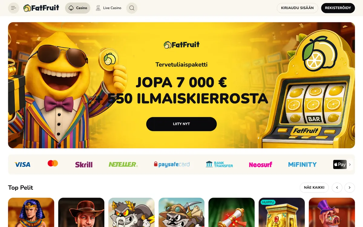 FatFruit Casino — «Главная», снято из страны Финляндия