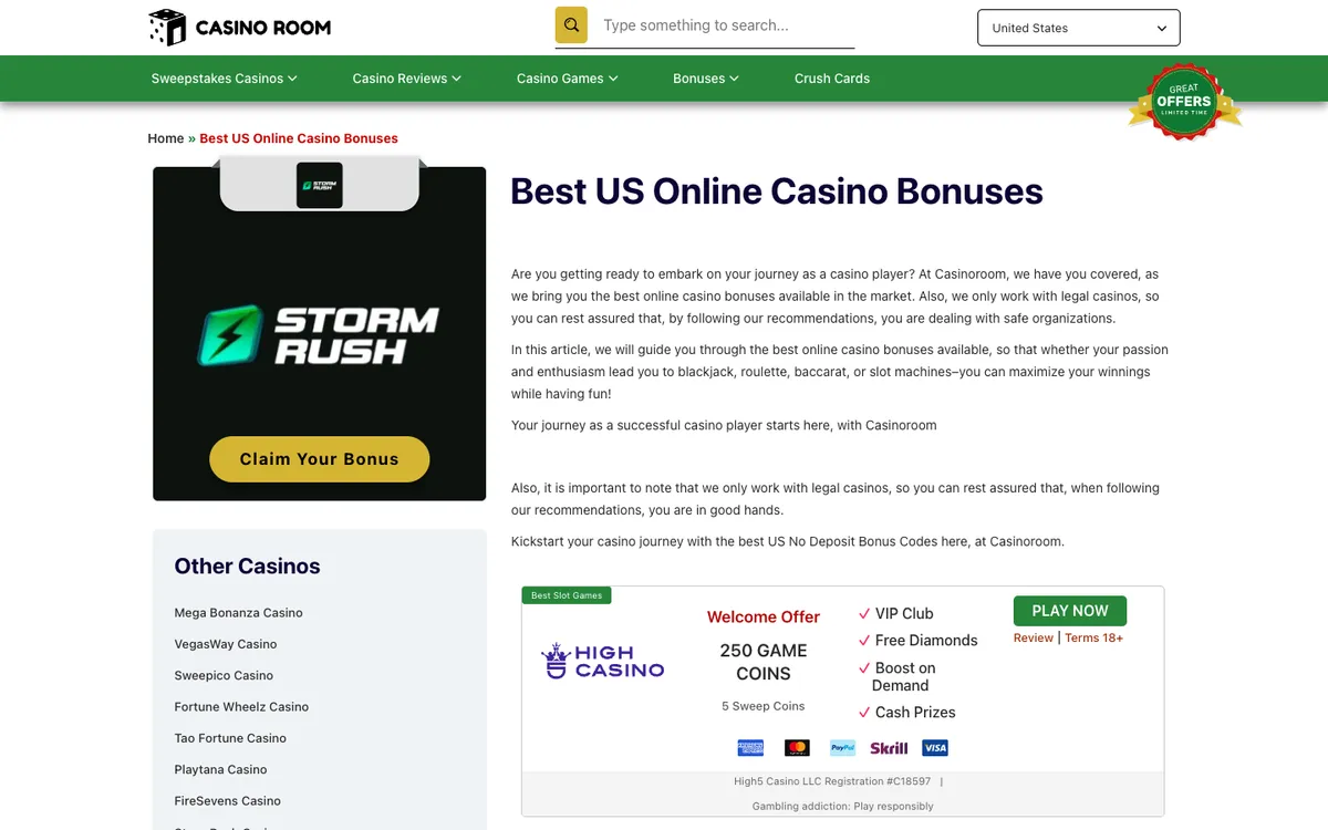 Casino Room — Promotions, captured from Switzerland