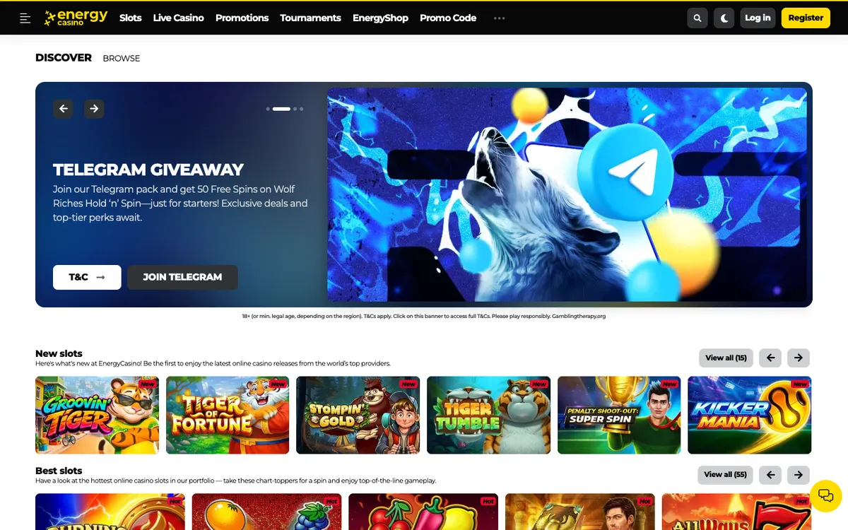 EnergyCasino — Home page, captured from United Kingdom