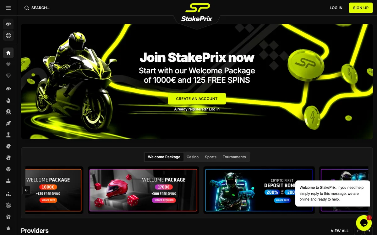 StakePrix Casino — «Главная», снято из страны Австрия