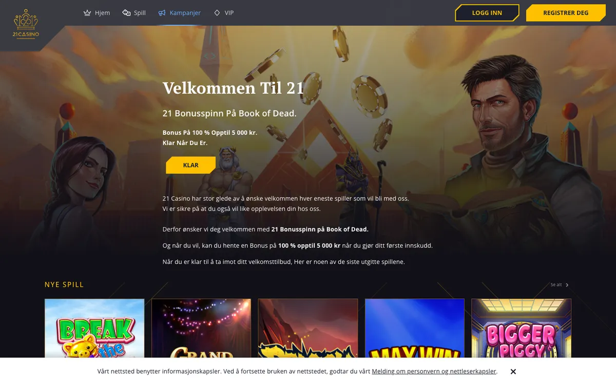 21 Casino — Promotions, captured from Norway