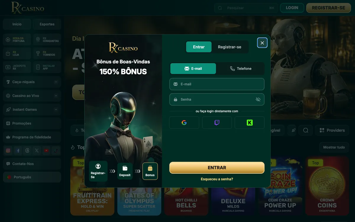 RX Casino — Sign-up, captured from Brazil