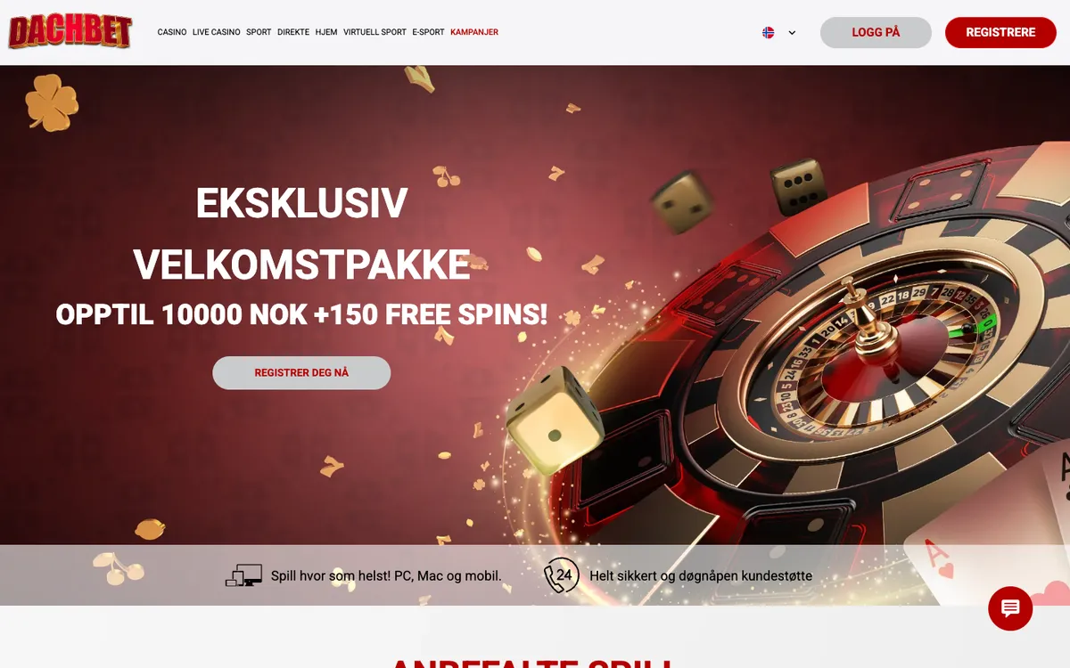 Dachbet Casino — Home page, captured from Norway