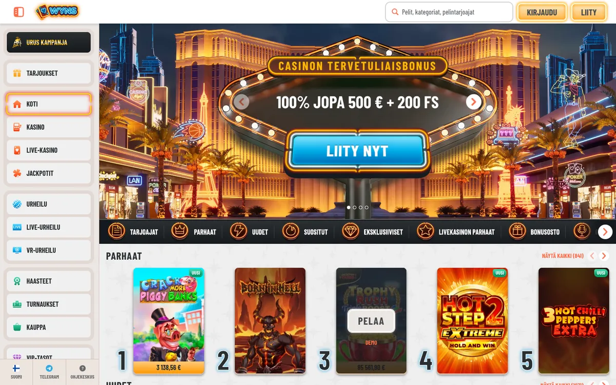 Wyns Casino — «Главная», снято из страны Финляндия