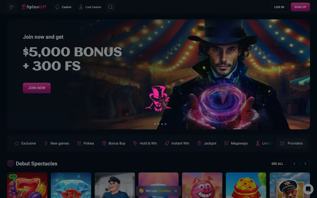SpinsUP Casino — Sign-up, captured from Australia