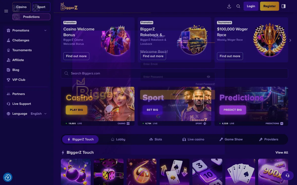 BiggerZ Casino — Sign-up, captured from Australia