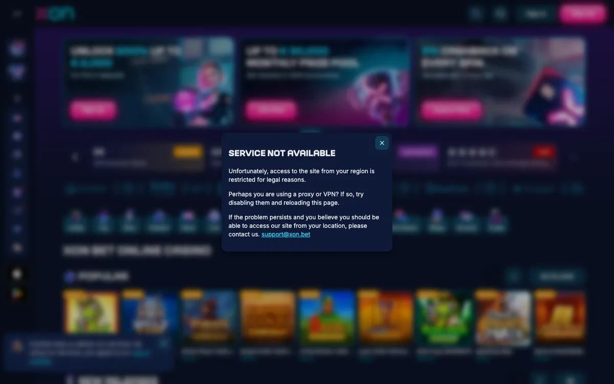 Xon Bet Casino — Sign-up, captured from Belgium