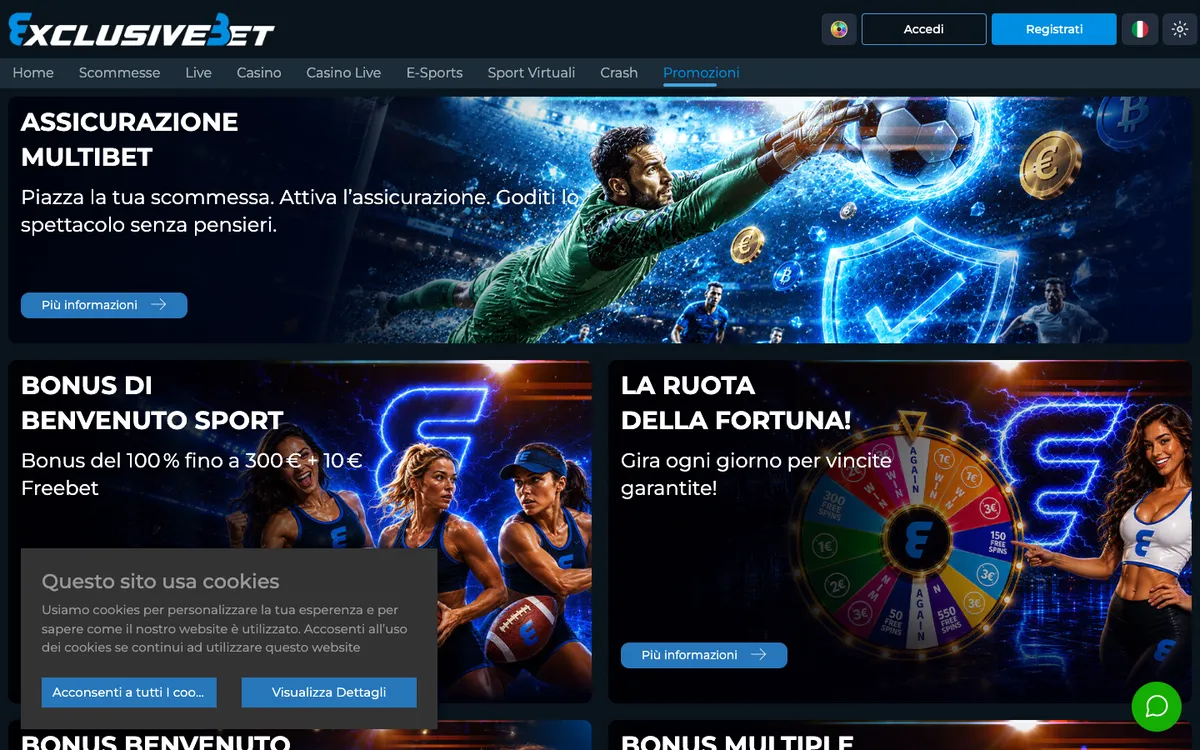 ExclusiveBet Casino — Promotions, captured from Italy