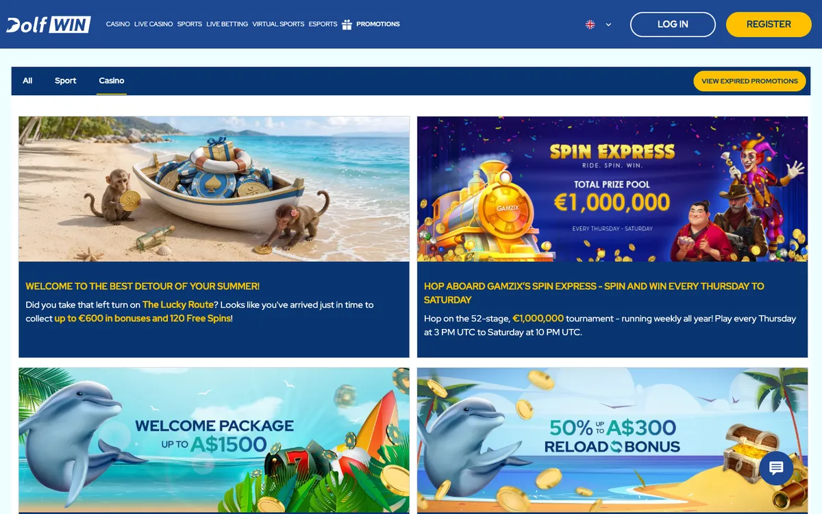 Dolfwin Casino — Promotions, captured from Australia