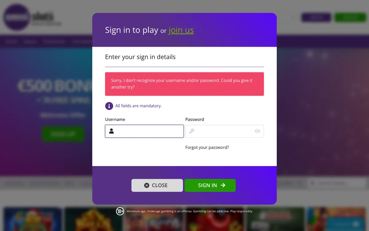 Omni Slots Casino — Sign-up, captured from Australia