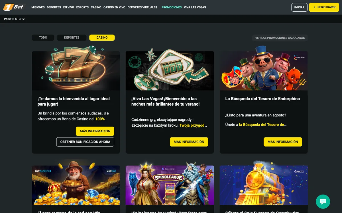 1Bet Casino — Promotions, captured from Spain