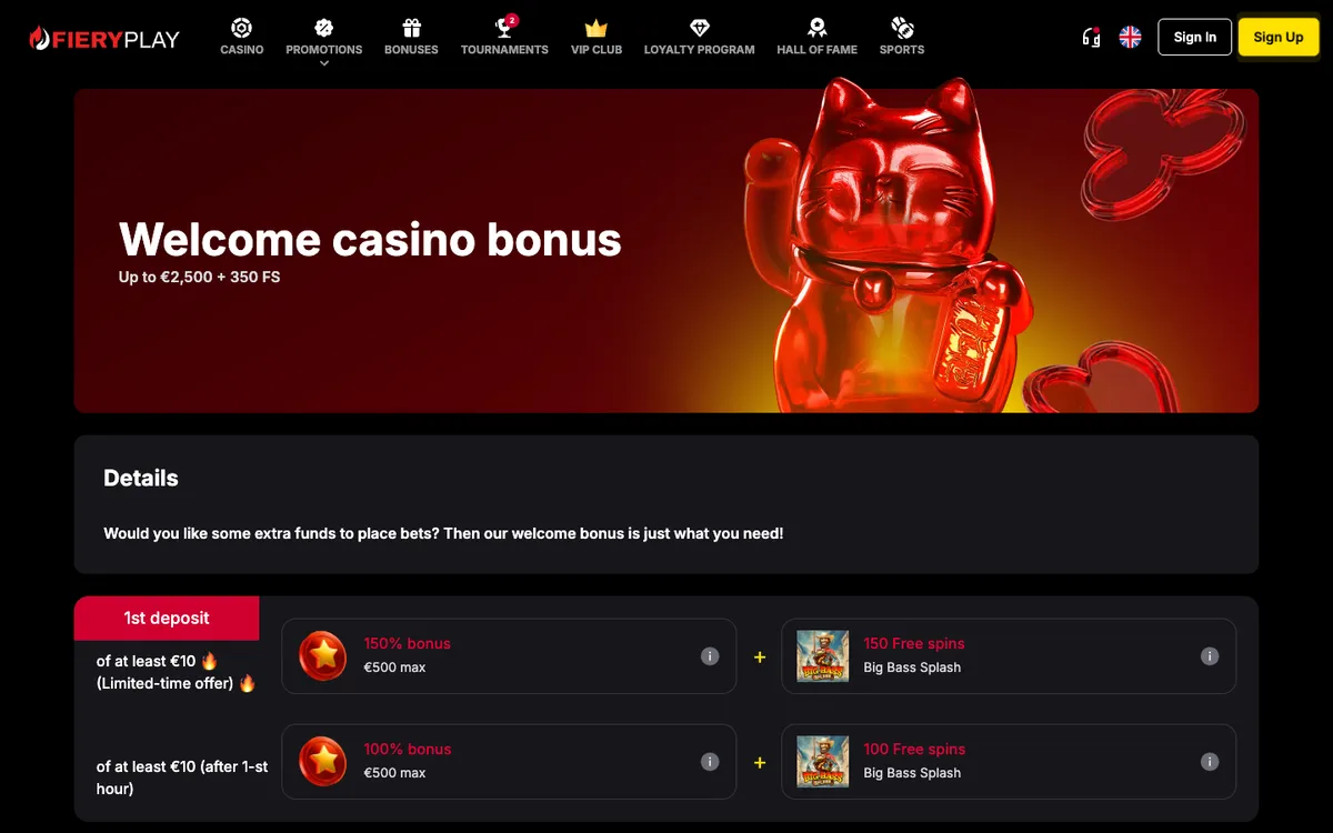 Fiery Play Casino — Sign-up, captured from Belgium