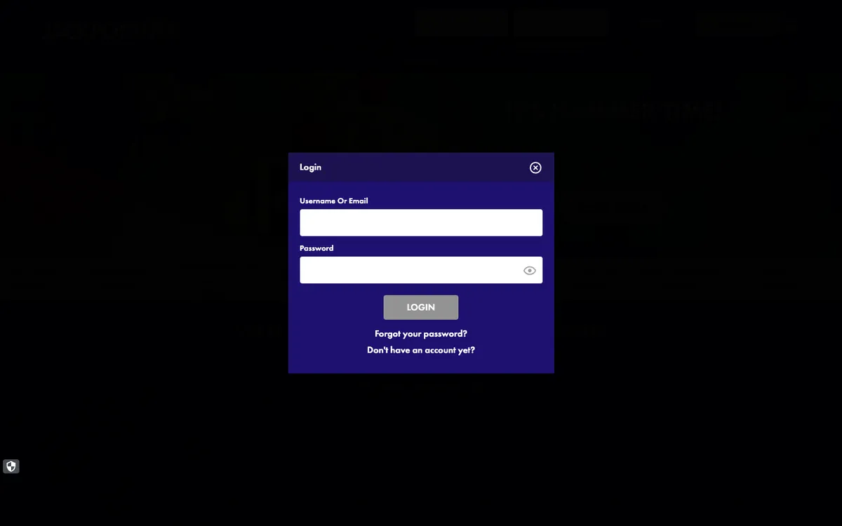 Jackpot Star Casino — «Регистрация», снято из страны Швейцария