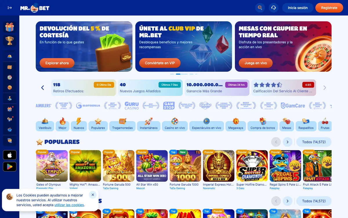 Mr.Bet Casino — Home page, captured from Argentina