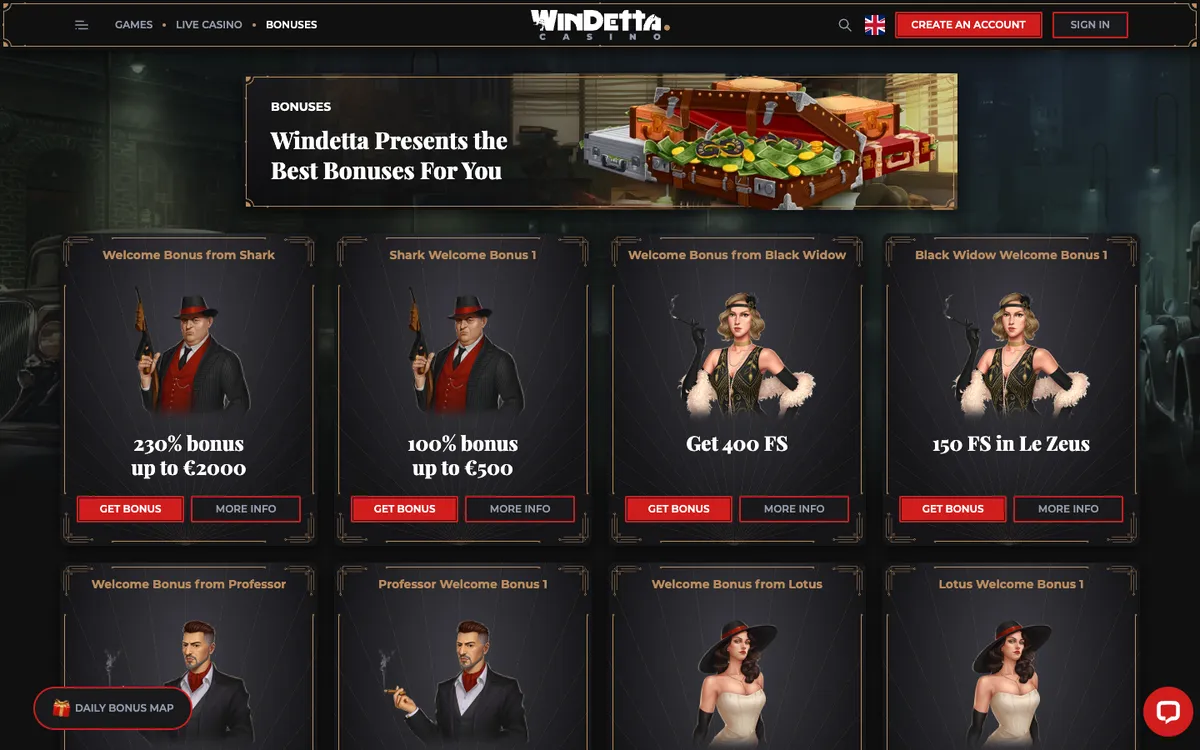Windetta Casino — Promotions, captured from Belgium