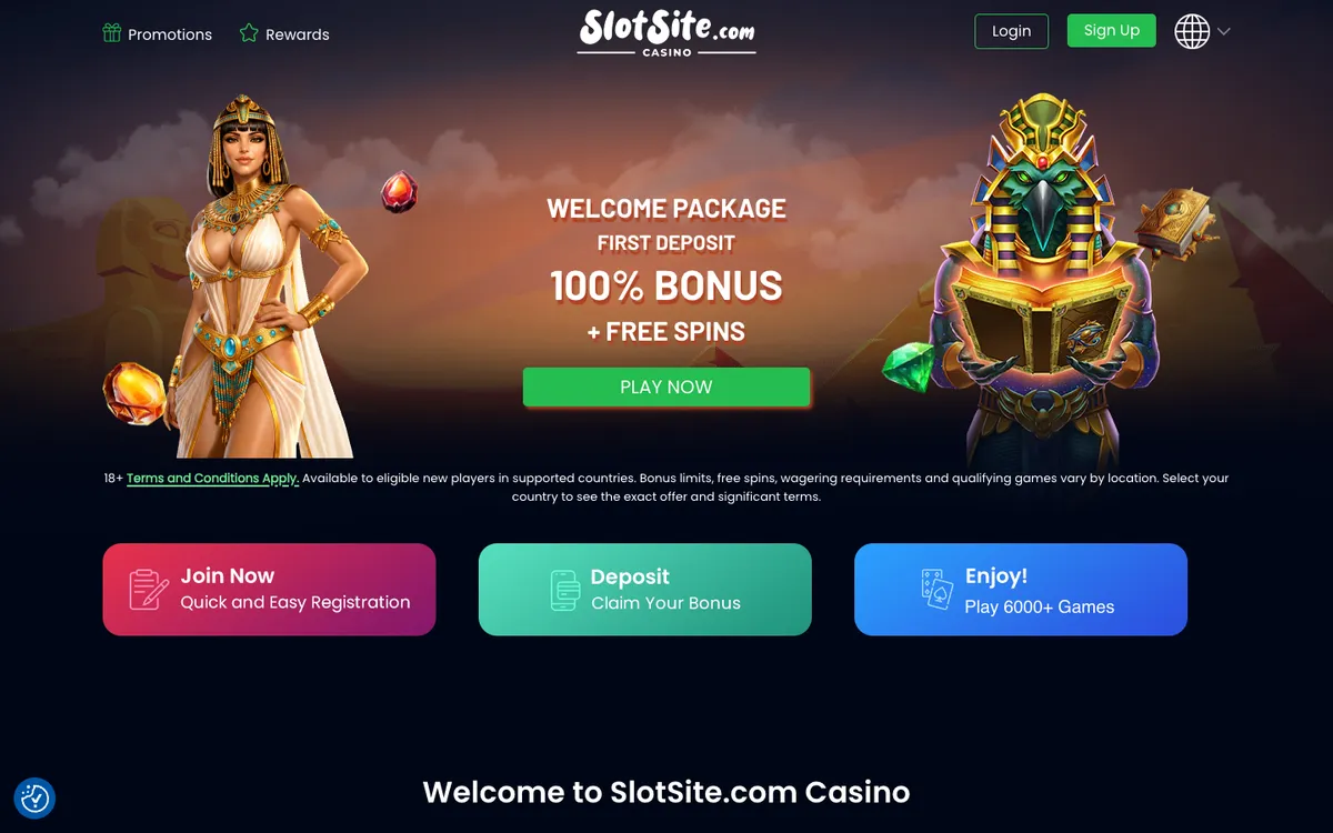 Slotsite.com Casino — Home page, captured from Canada