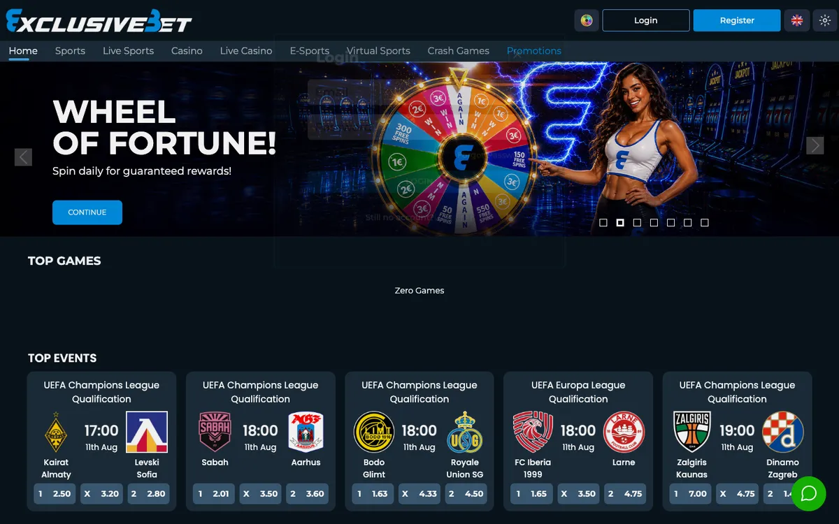 ExclusiveBet Casino — Sign-up, captured from Belgium