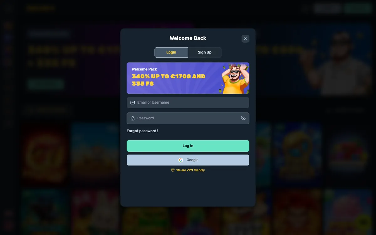 SpinsBro Casino — «Регистрация», снято из страны Япония