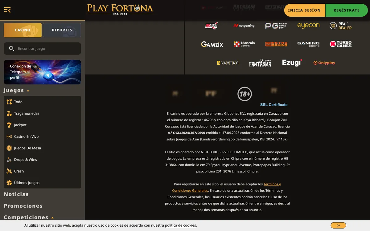 PlayFortuna Casino — Promotions, captured from Chile