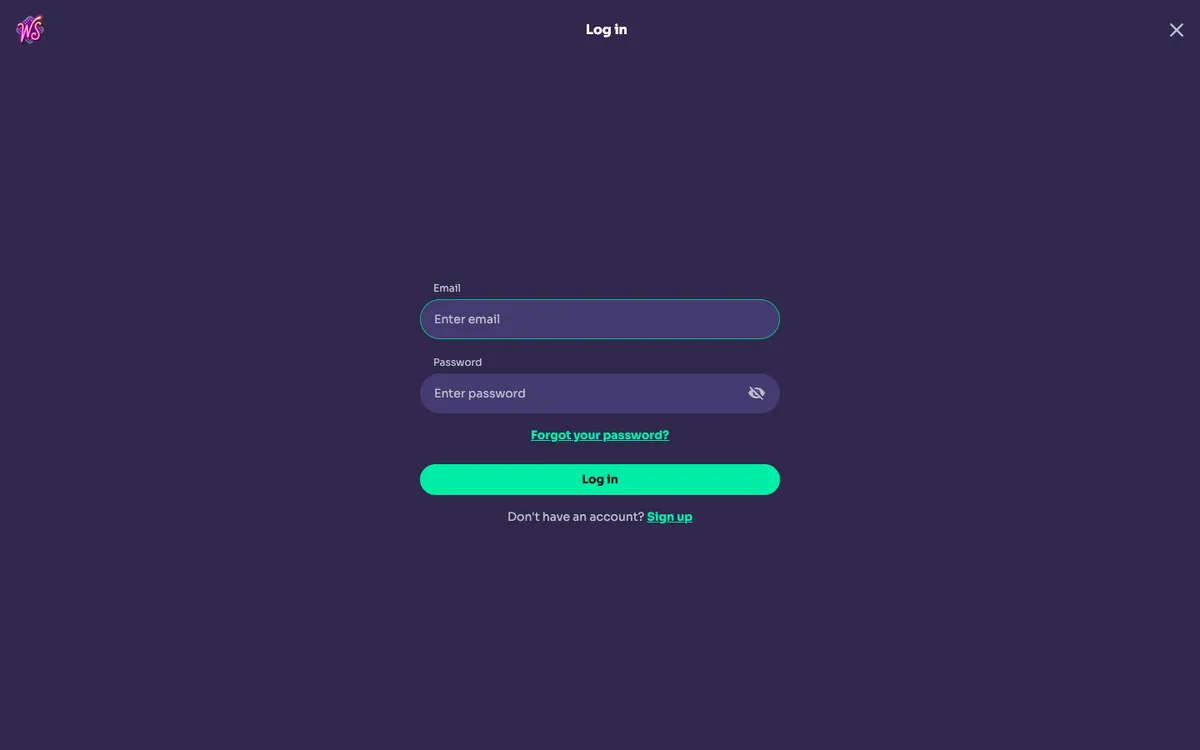 WinSpirit Casino — «Регистрация», снято из страны Канада