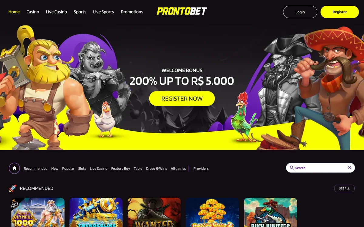 ProntoBet Casino — «Главная», снято из страны Польша