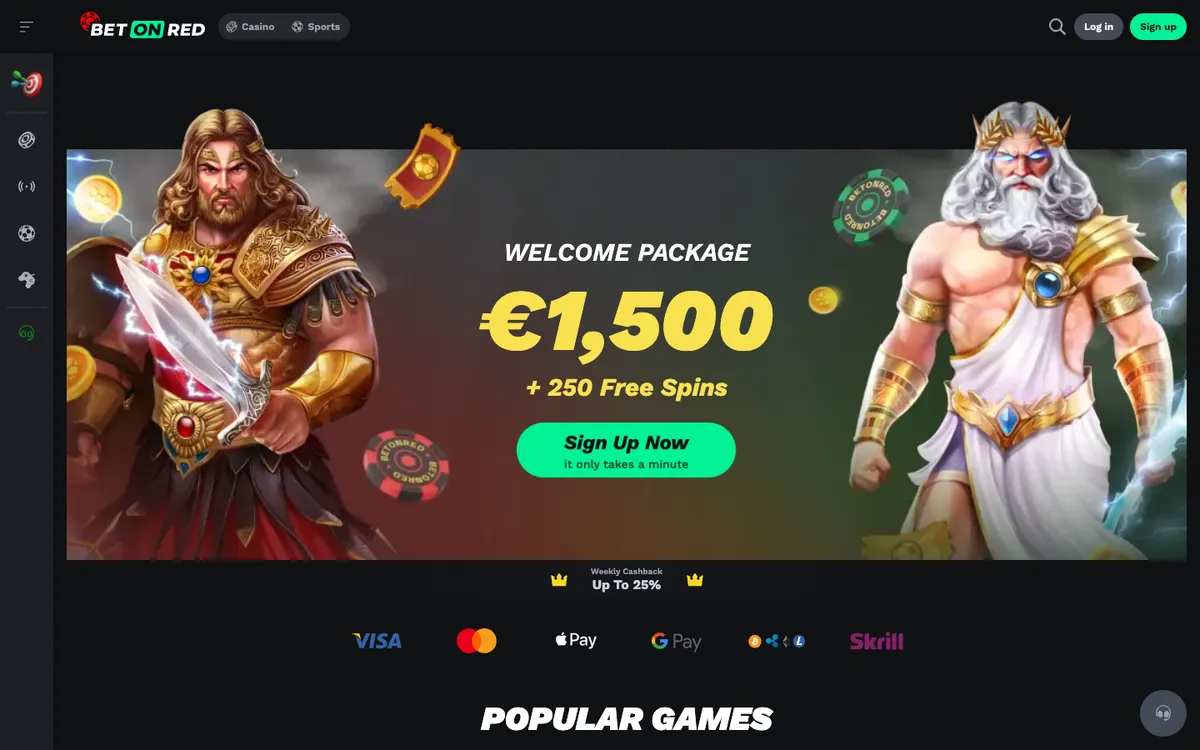 BetOnRed Casino — Home page, captured from Slovenia