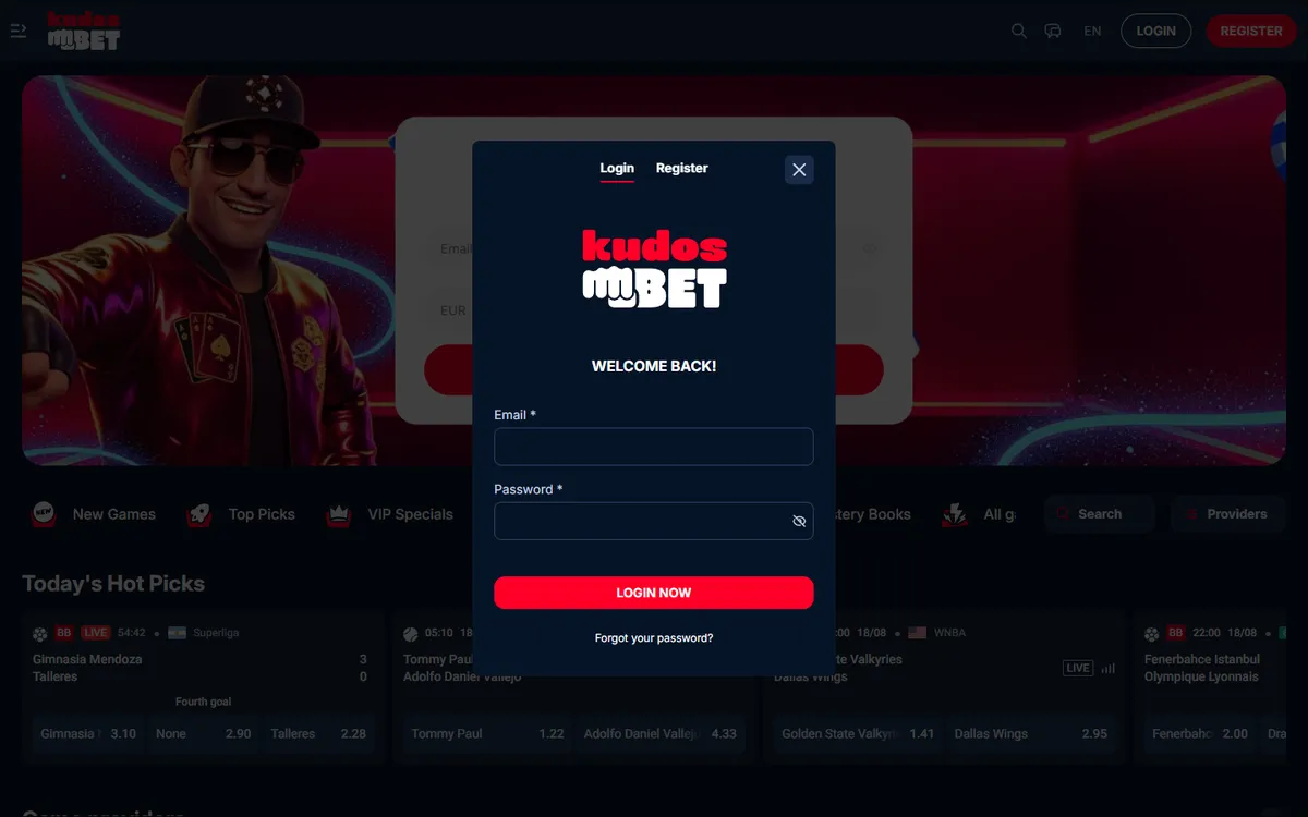 Kudosbet Casino — Sign-up, captured from Canada