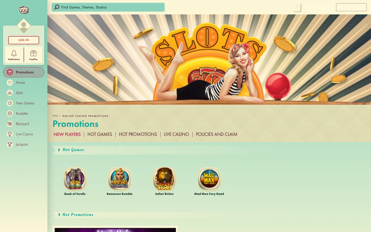 777 Casino — Promotions, captured from United Kingdom