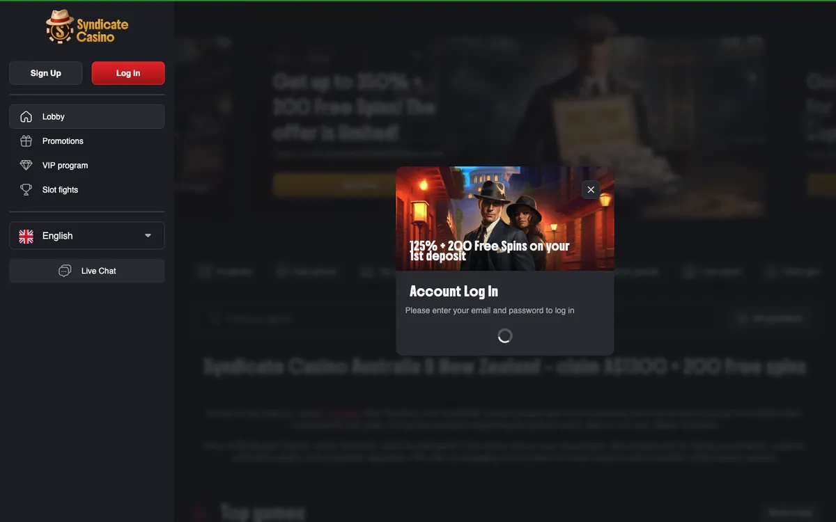 Syndicate Casino — Sign-up, captured from New Zealand