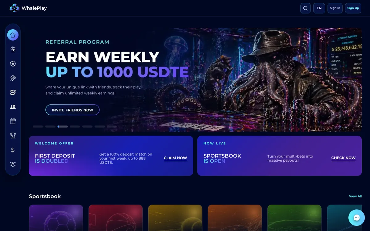 WhalePlay Casino — Home page, captured from Indonesia