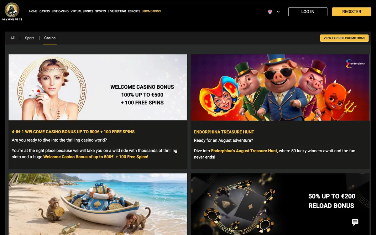 Olympusbet Casino — Promotions, captured from Nigeria