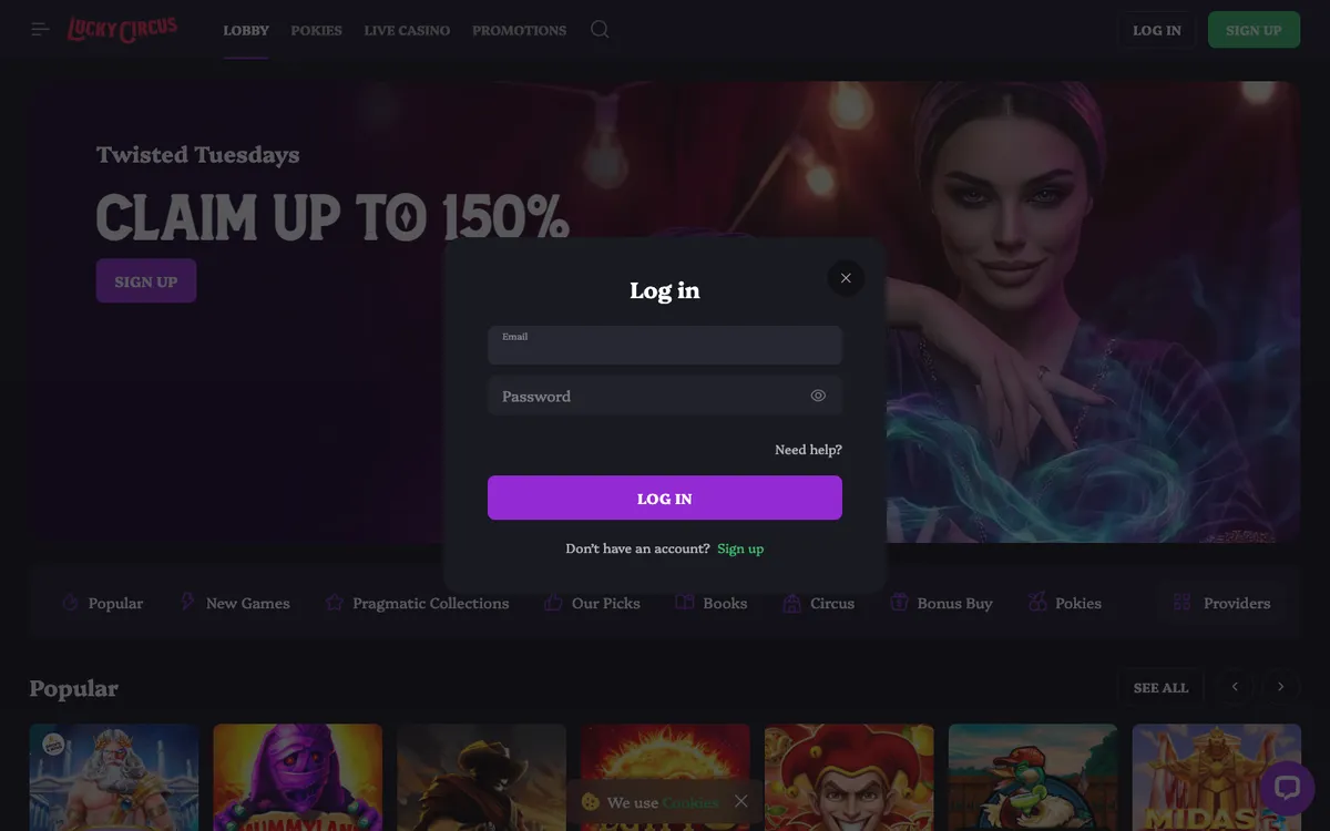 Lucky Circus Casino — Sign-up, captured from New Zealand