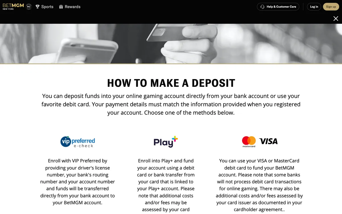 BetMGM Casino USA — Payments, captured from United States