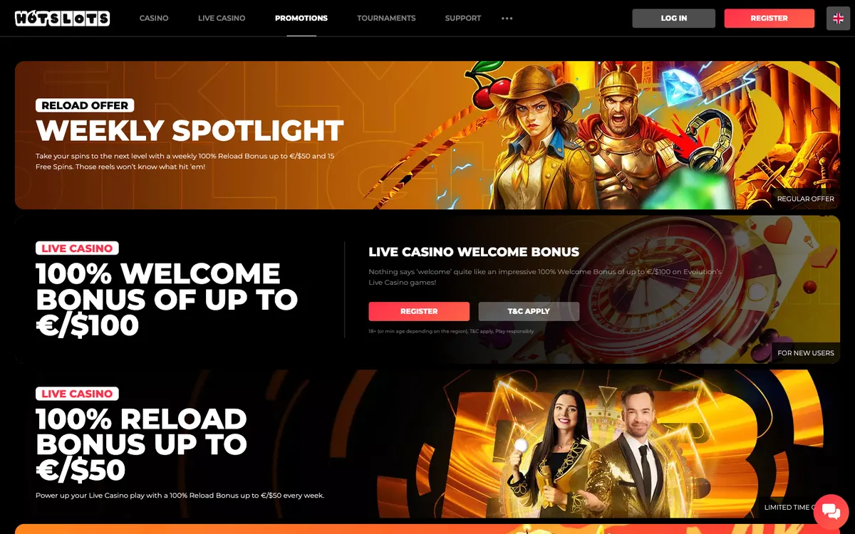 HotSlots Casino — Promotions, captured from Austria