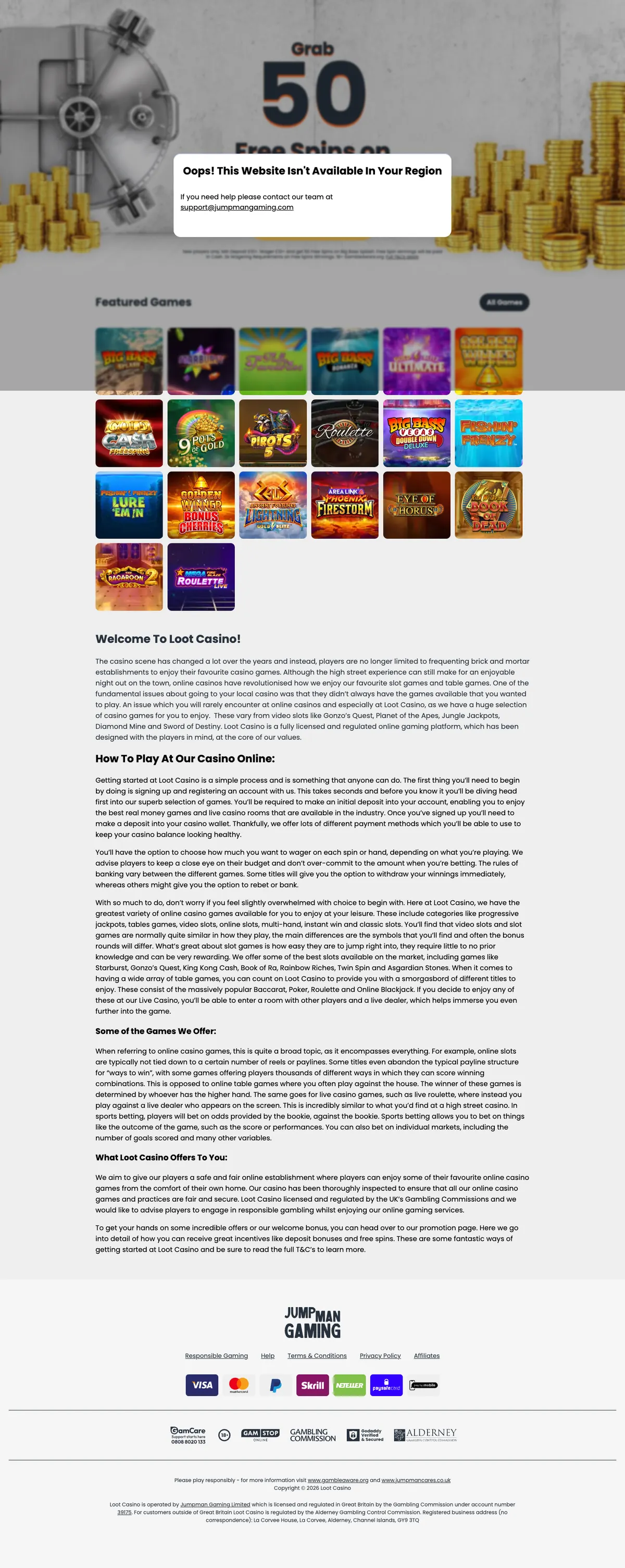Loot Casino — «Главная», снято из страны Австрия
