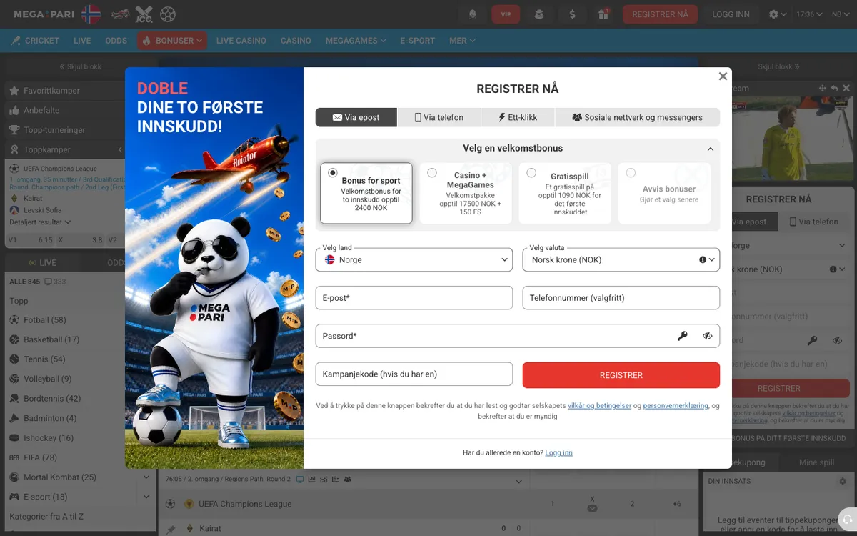 Megapari Casino — «Главная», снято из страны Норвегия