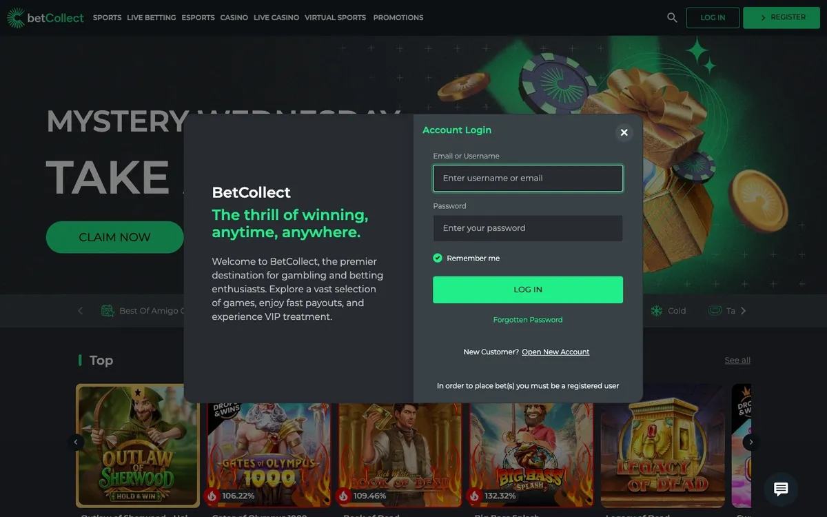 BetCollect Casino — Sign-up, captured from Nigeria