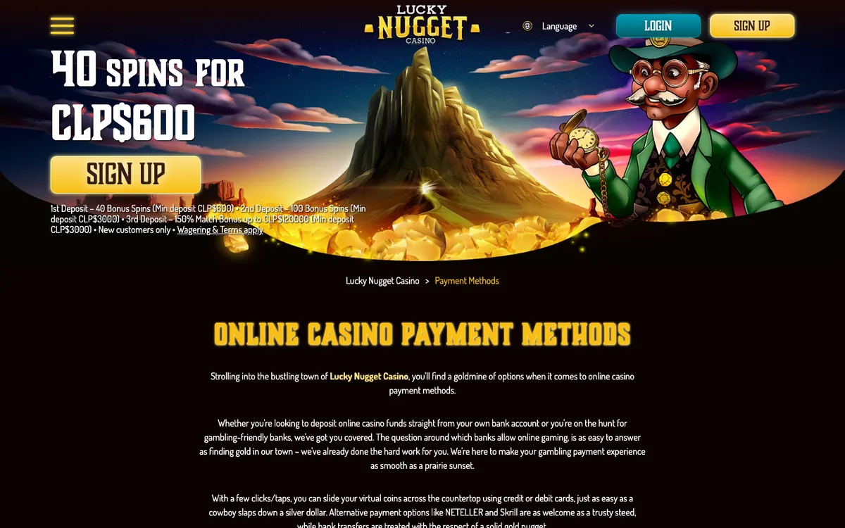 Lucky Nugget Casino — Payments, captured from Chile