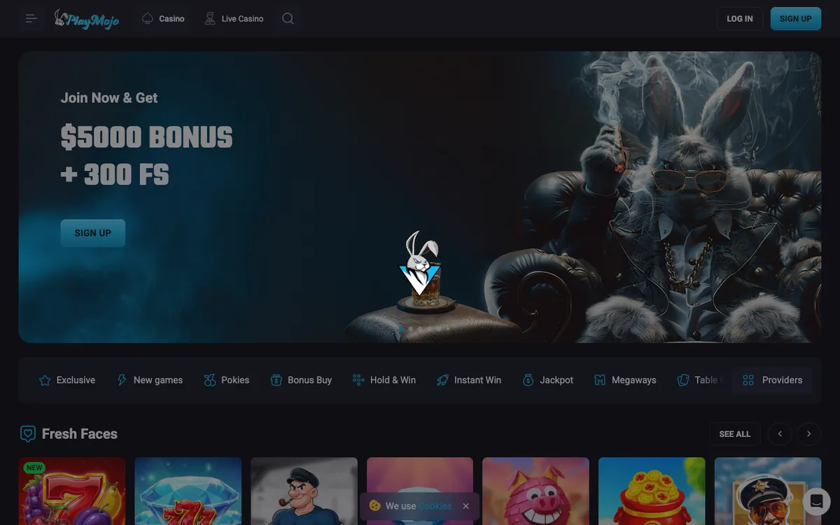 PlayMojo Casino — «Регистрация», снято из страны Австралия