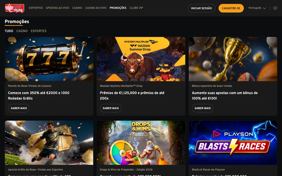 Lucky Trunk Casino — Promotions, captured from Brazil