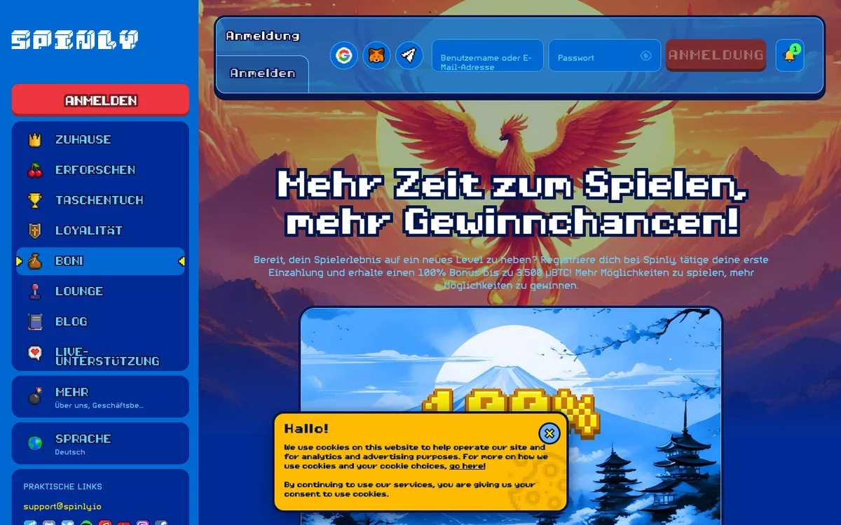Spinly Casino — Promotions, captured from Austria