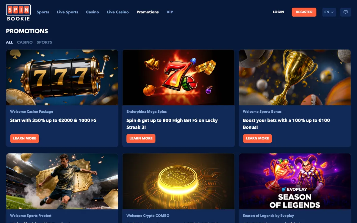 Spinbookie Casino — Promotions, captured from Mexico