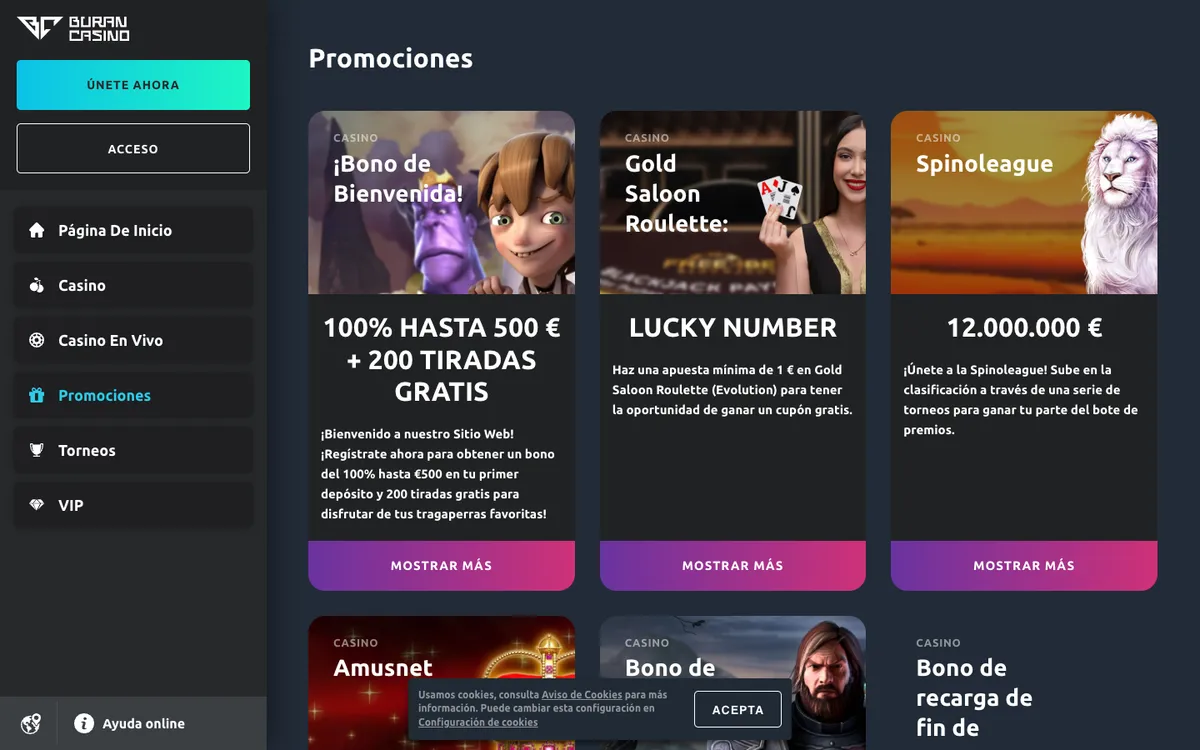 BuranCasino — Promotions, captured from Mexico
