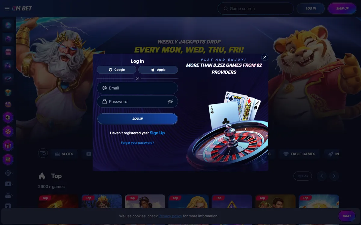 Bm.bet Casino — Sign-up, captured from Canada