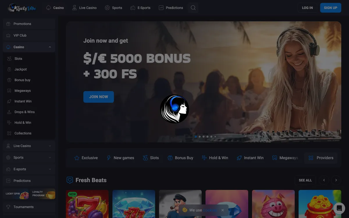 Lucky Vibe Casino — «Регистрация», снято из страны Южно-Африканская Республика