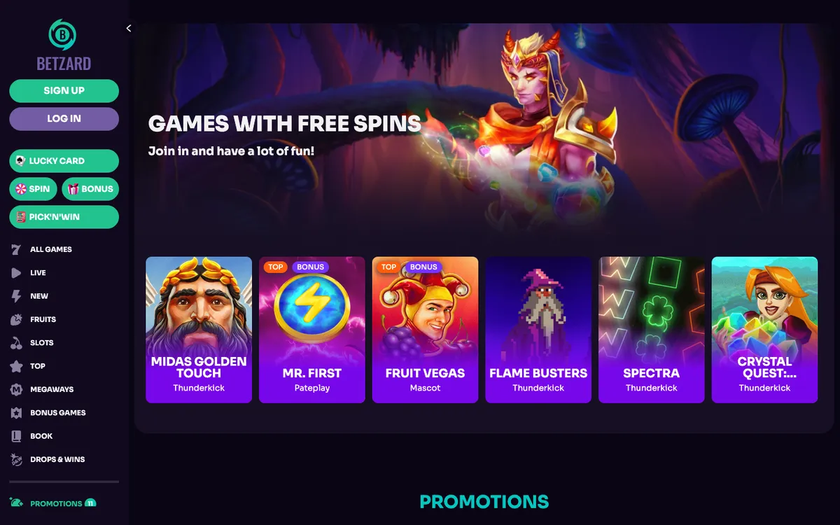 Betzard Casino — Promotions, captured from Austria